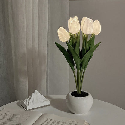 LED Tulip Flower Night Light Artificial Flowerpot Potted Plant  Lamp