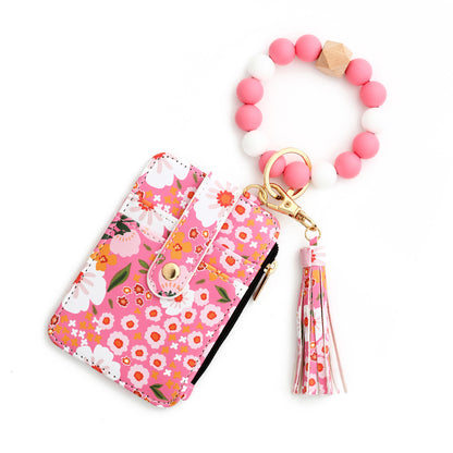 Women's Floral Print Leather Card Bag Women dealsniper-net 3 Deep Pink