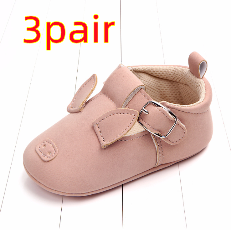 Spring and autumn cartoon animal baby shoes matte leather non-slip soft bottom baby shoes wholesale 0884 Kids DealSniper.net Pig A 3pair 11CM