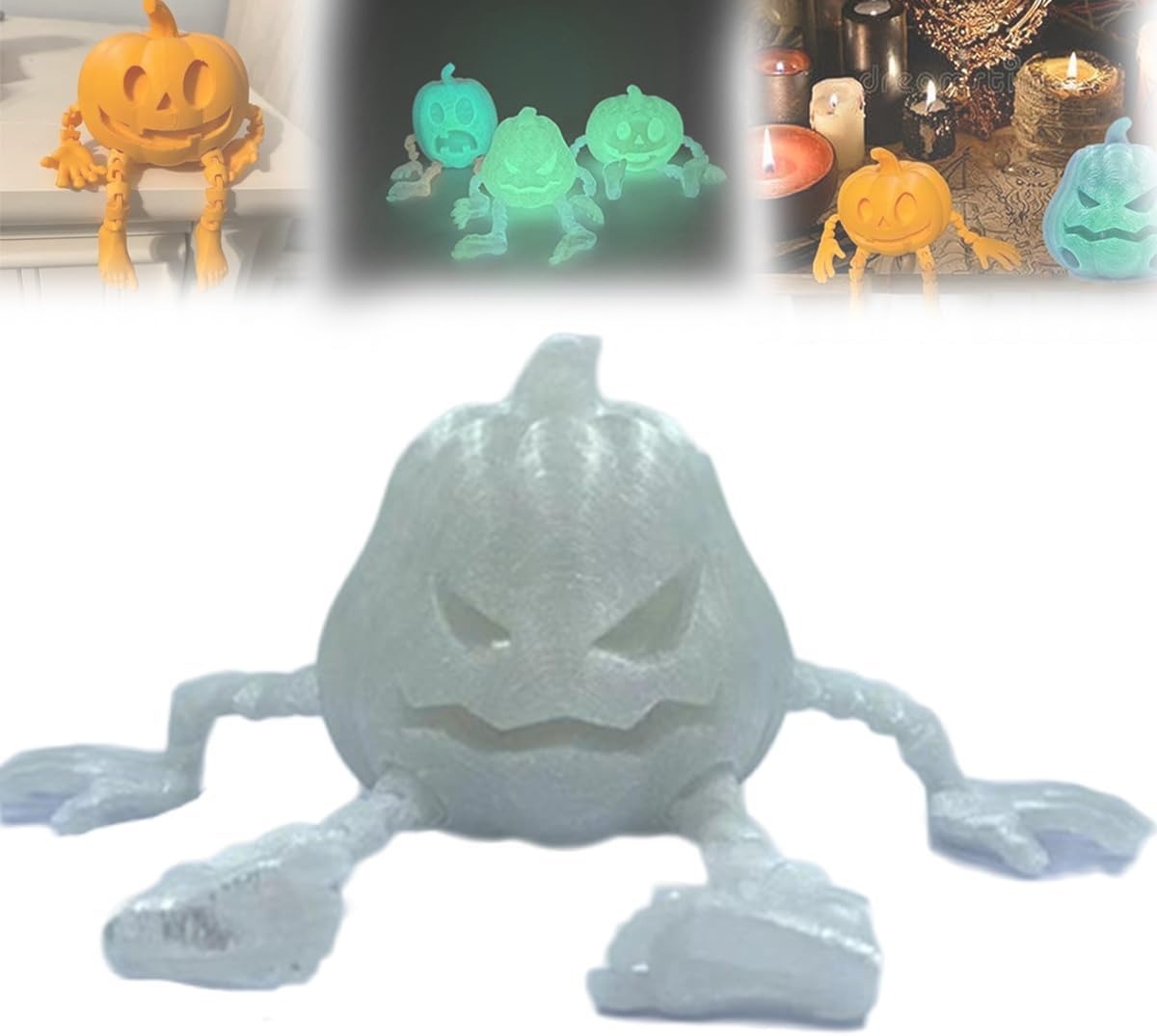 Halloween 3D Printing Pumpkin Decorations Ornaments Holidays DealSniper.net Luminous Colorful 2Style