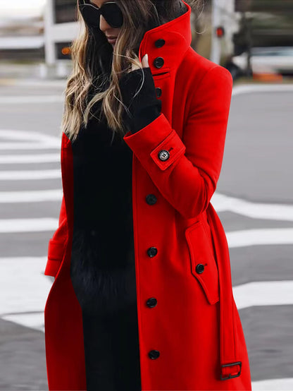 Autumn Winter New Woolen Coat Women's Slim Fit Cardigan Women null Red L