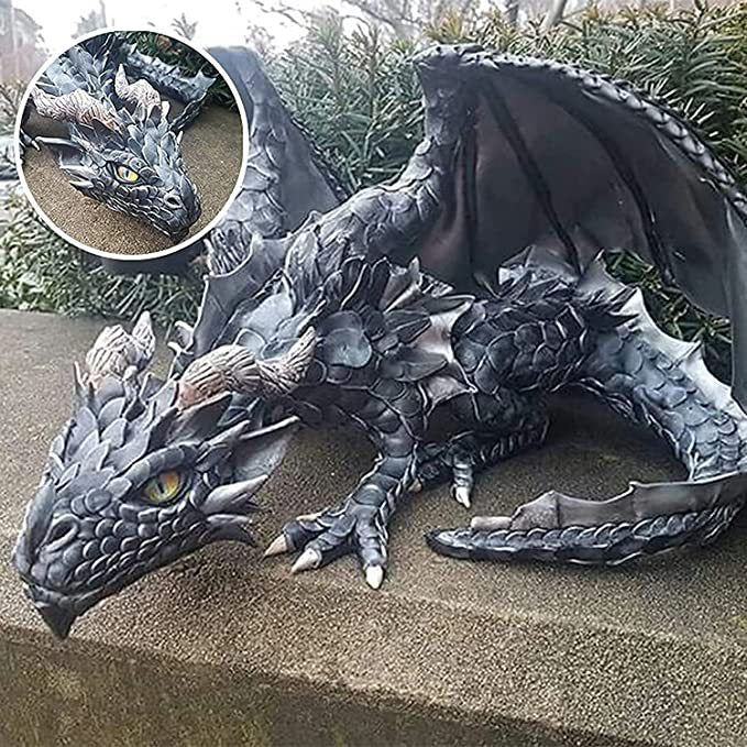 Garden Statue Big Squatting Dragon Sculpture Dragon Guardian Resin