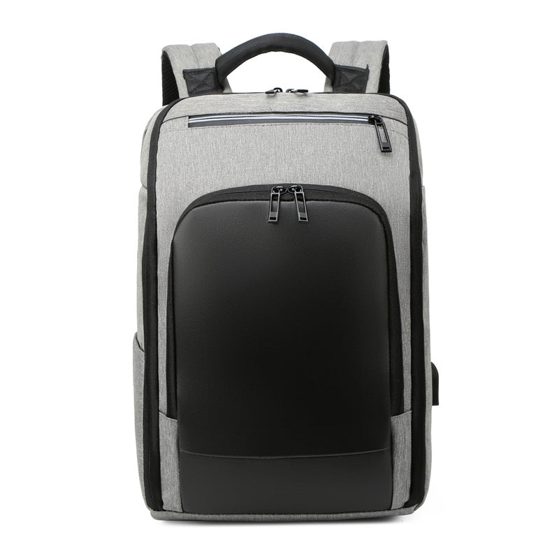Men On Business Computer Backpack USB Reflective Strip Men DealSniper.net Light Grey
