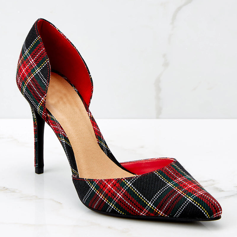 Fashion Thick High-heeled Plaid Pointed Hollow Sandals Women Women DealSniper.net