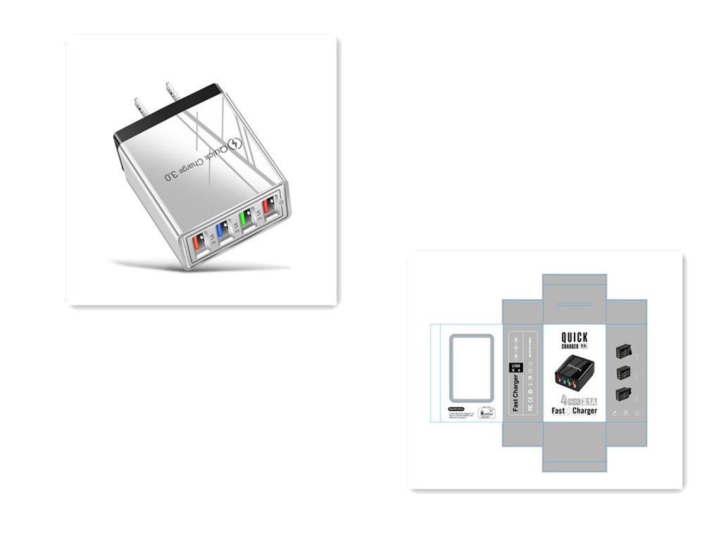 USB Charger Quick Charge 3.0 4 Phone Adapter Electronics DealSniper.net US Half black and box Q1pc