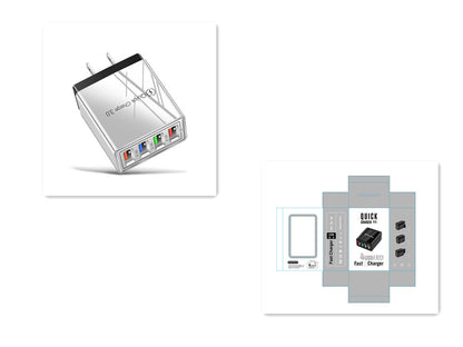 USB Charger Quick Charge 3.0 4 Phone Adapter Electronics DealSniper.net US Half black and box Q1pc