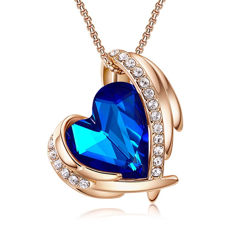 Accessories Angel Necklace Women Jewelry dealsniper-net Champagne Gold Blue