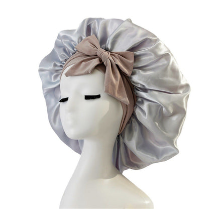 New Silk Bonnet For Sleeping Women Satin Bonnet Hair Bonnet Beauty dealsniper-net Silver