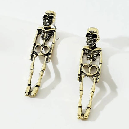 Halloween Earrings Skull Simulation Human Skeleton Detachable Stud Earrings Jewelry dealsniper-net Gold