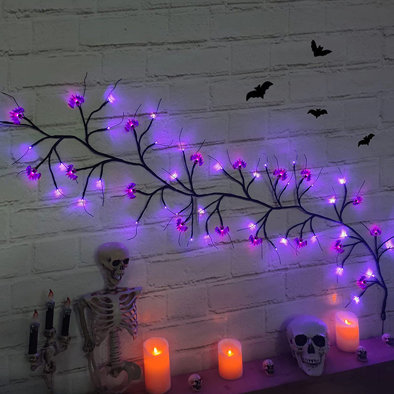Halloween LED Willow Vine String Light Cool Cartoon Home Decor Gym From House 18Bats Vine Lanterns
