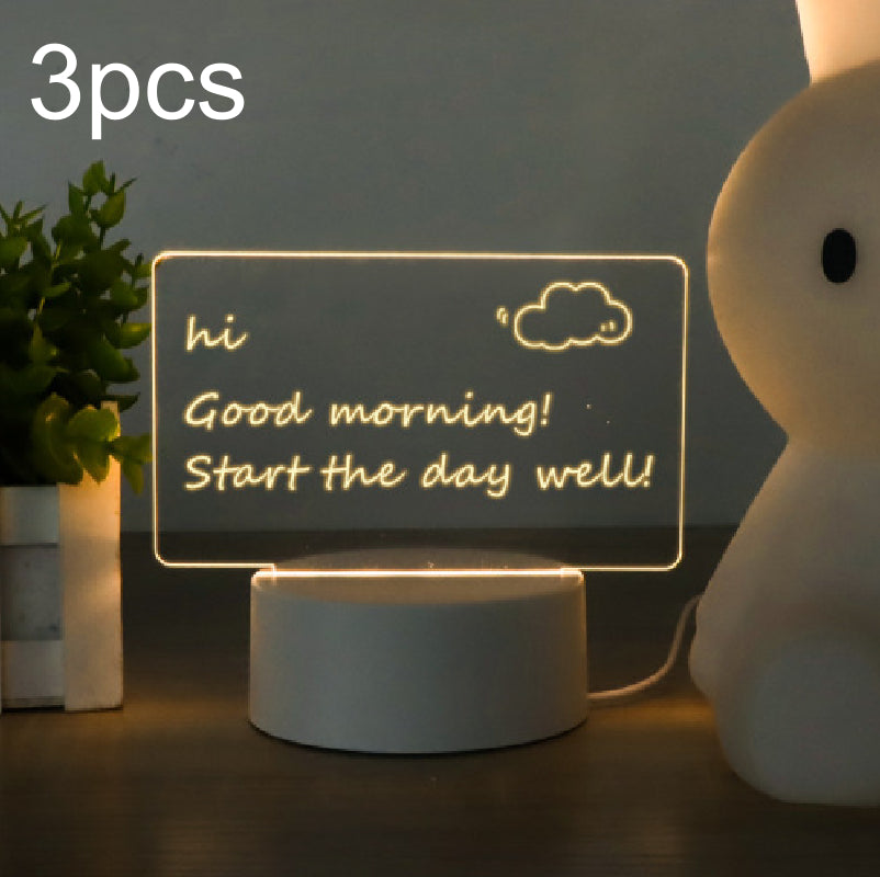 LED Light Note Board Usb Desktop Night Light Home Decor DealSniper.net 2W Horizontal Picture 3PCS
