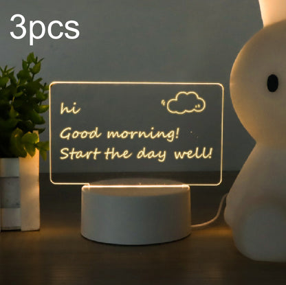 LED Light Note Board Usb Desktop Night Light Home Decor DealSniper.net 2W Horizontal Picture 3PCS