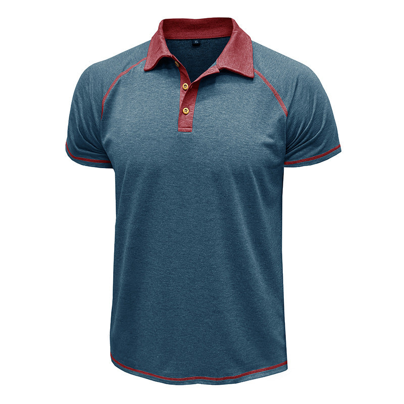 Short-sleeved Lapel T-shirt POLO Bottoming Shirt Men Clothing Men DealSniper.net Blue L