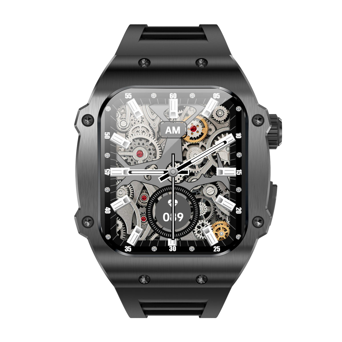 Men's Smart Watch Waterproof All-day Monitoring Jewelry DealSniper.net Black Frame Black Strap