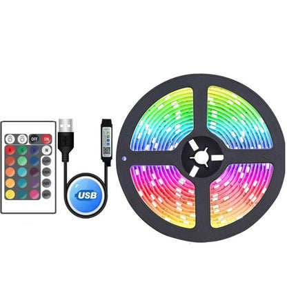 LED Light Set RGB Self-adhesive USB TV Background Atmosphere Home Decor DealSniper.net 24Keys Bluetooth 30Lamps 1M Waterproof