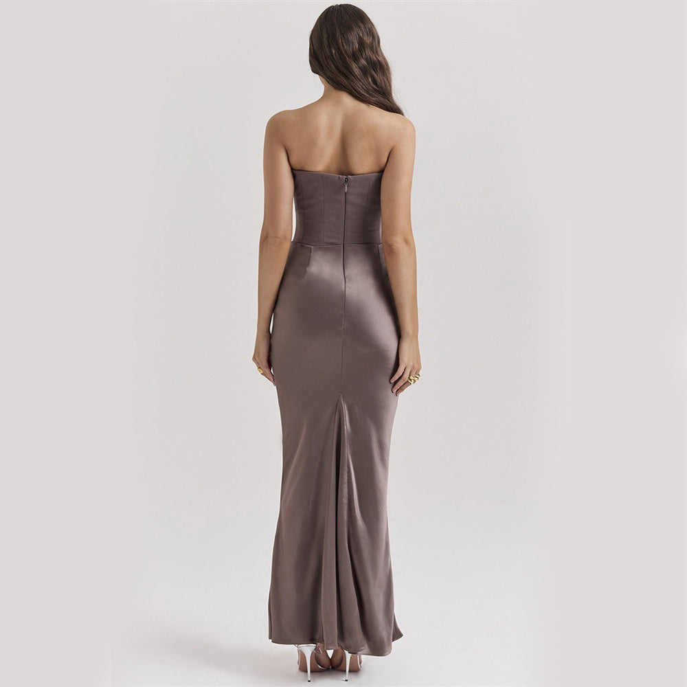 Slim Tube Top Long Dress Sexy Fashion Bandeau Backless Women dealsniper-net