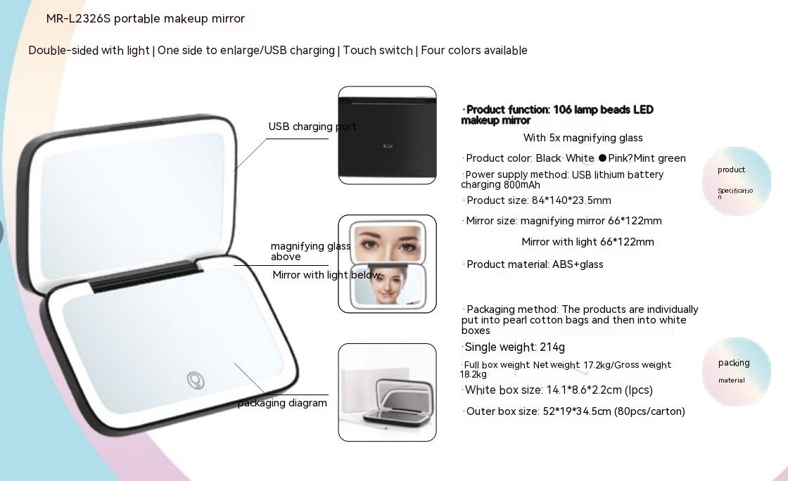 Portable Led Make-up Mirror Luminous Mirror Double-sided Beauty DealSniper.net