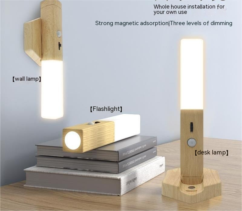 Smart Home Wooden Small Night Lamp Lamp LED Induction Home Decor dealsniper-net