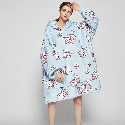 Ovesized Wearable Blanket Hoodie Winter Cute Print