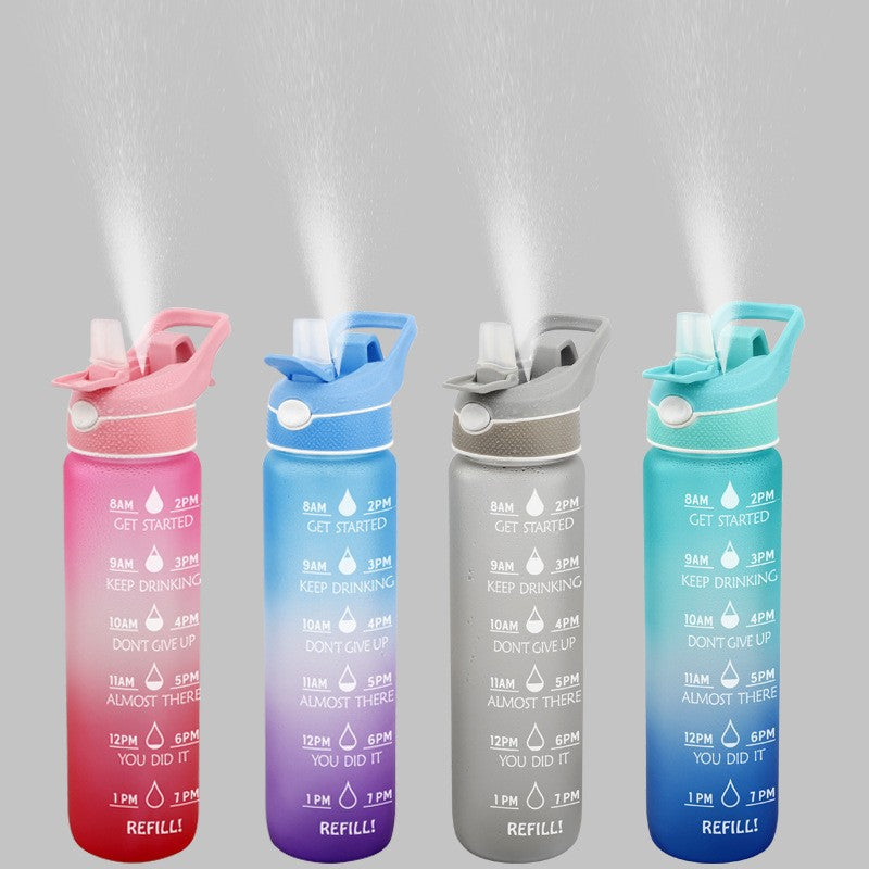 1000ML Plastic Spray Water Bottle Scrub Bounce Cover Straw