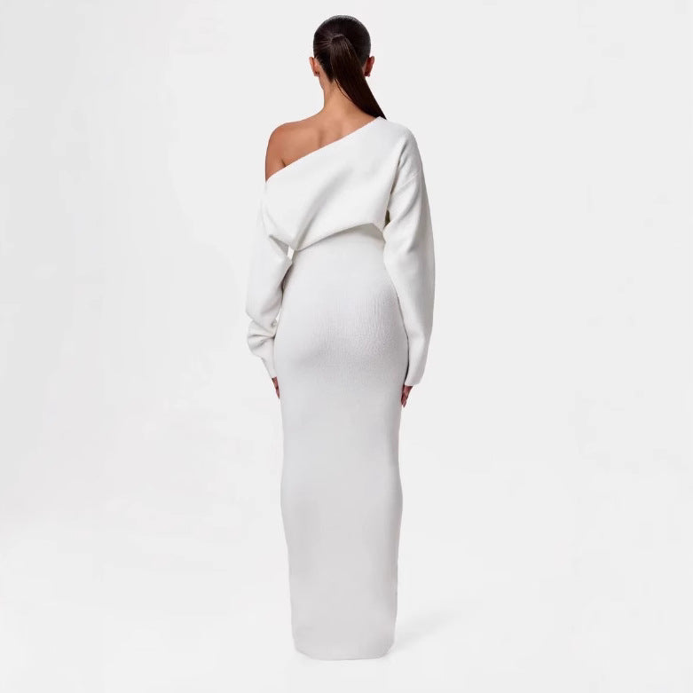 Ins Slim Long Sleeve Knitted Dress Evening Party Dresses Women Gym From House