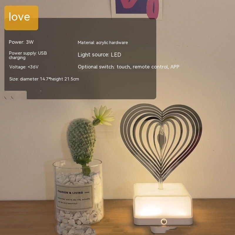 Creative Three-dimensional Rotating Ambience Light Bedroom Home Decor Gym From House 16 Mobile Phone Love USB