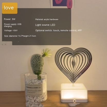 Creative Three-dimensional Rotating Ambience Light Bedroom Home Decor Gym From House 16 Mobile Phone Love USB