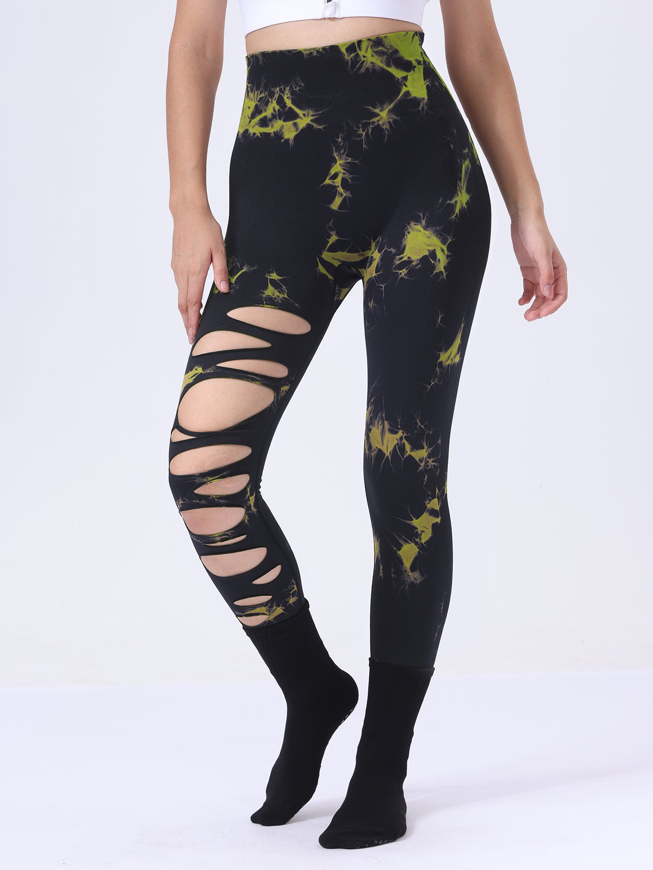 Butt Lifting Yoga Gym Athletic Pants, Hollow Out Tummy Control Women Gym From House Lightgreen L