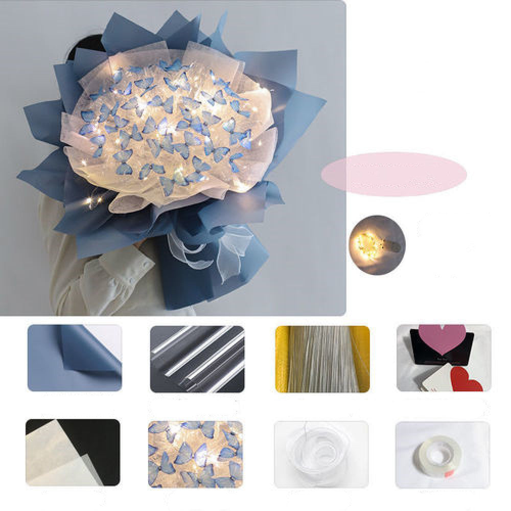 Creative Butterfly Bouquet Material Bag Holidays DealSniper.net Blue Fairy 33pcs