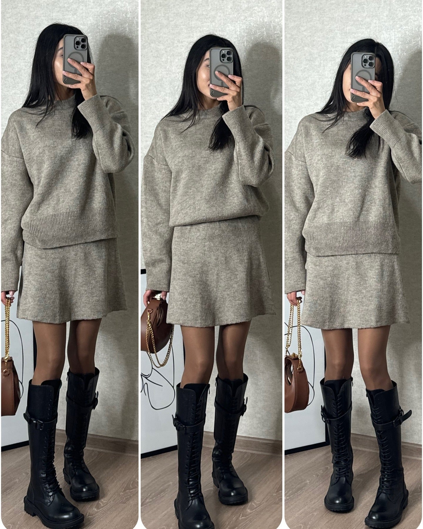 Sweater Skirt Sets For Women 2 Pieces Knit Casual