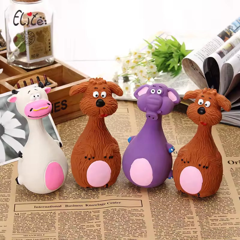 4pcs Cute Latex Dog Chew Toys With Sound Interactive Biting Toys Pets Gym From House