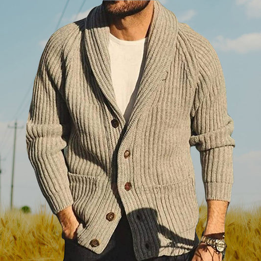 Men's Lapel Knitting Cardigan Fashion Button Sweater