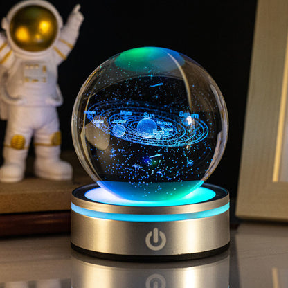 Creative 3D Inner Carving Luminous Crystal Ball Home Decor dealsniper-net Solar System 8cm