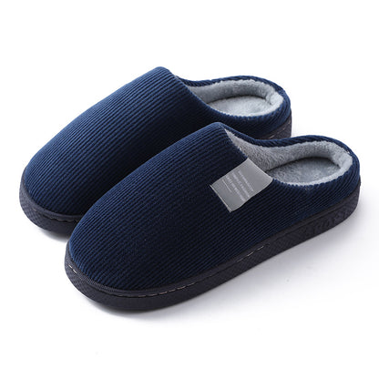 Indoor Corduroy Shoes Warm Plush Home Slipper Anti Slip Floor Women Gym From House Blue 42to43