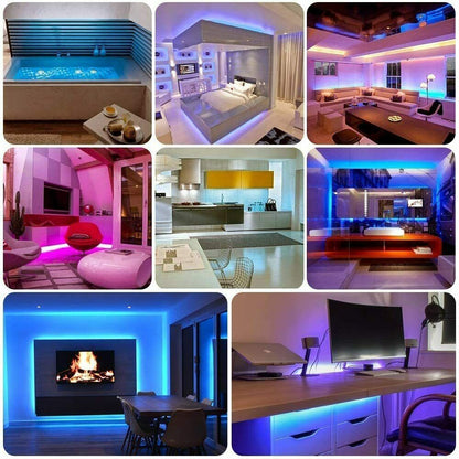 Led Strip Lights 5050 RGB Bluetooth Room Light Color Changing with Remote Home dealsniper-net