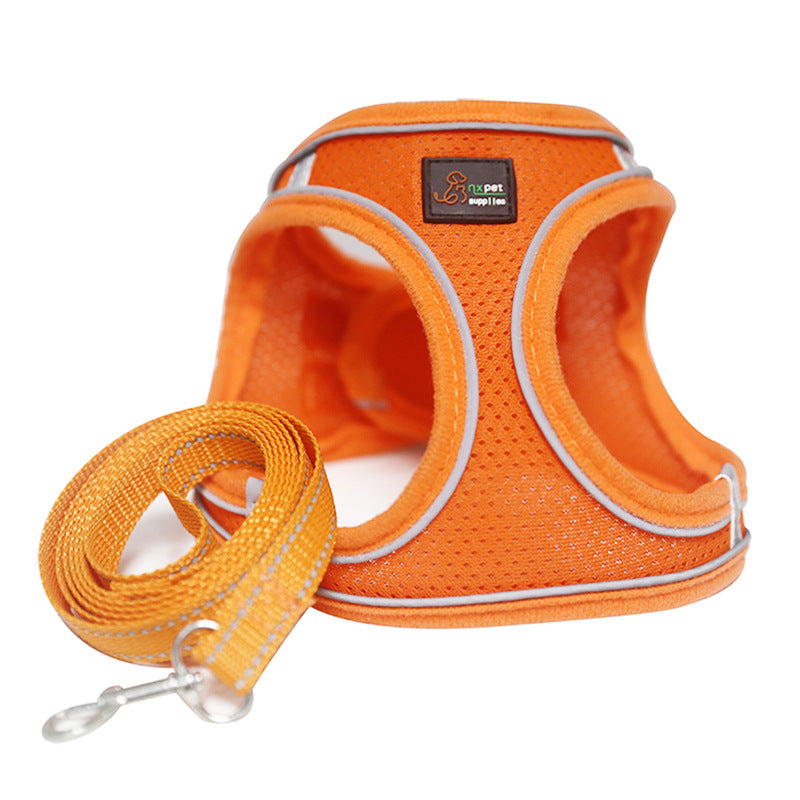Anti-stroke Reflective Dog Chest Back Cat Leash Pets Gym From House Orange 1.5meters