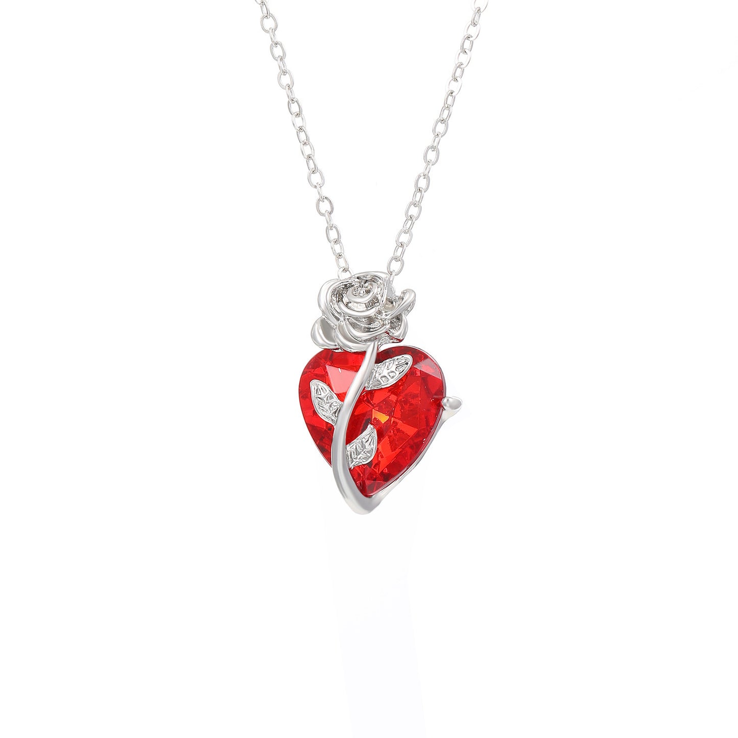 Punk Rose Love Necklace Fashion Personality Heart-shaped Jewelry dealsniper-net Silver