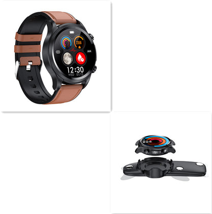 Oxygen ECG Temperature Blood Pressure Heart Rate Monitoring Laser Smart Watch Electronics DealSniper.net Brown set E400