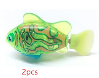 Cat Interactive Electric Fish Water Toy For Indoor Play Swimming Pets dealsniper-net Fluorescent green 2PCS