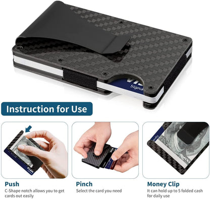 Carbon Fiber Blocking Slim Money Clip RFID Card Gift