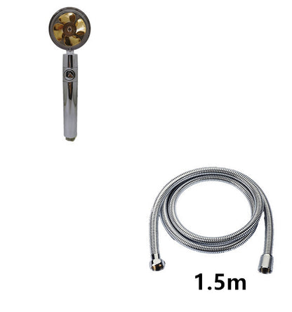 Propeller Driven Shower Head With Stop Button And Cotton Filter