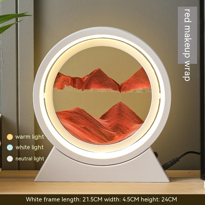 Quicksand Painting Hourglass Decoration Small Night Lamp Atmosphere Gift Home Decor DealSniper.net Dry Battery Plug In Type White Frame Hongsha