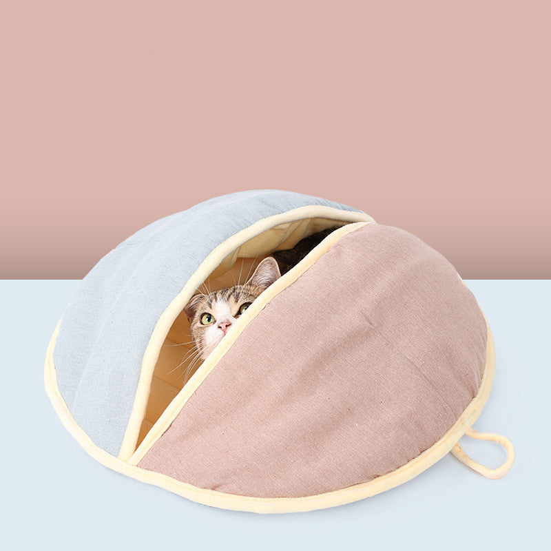 Round Fan Cotton And Linen Wool Warm Semi Enclosed Pets dealsniper-net