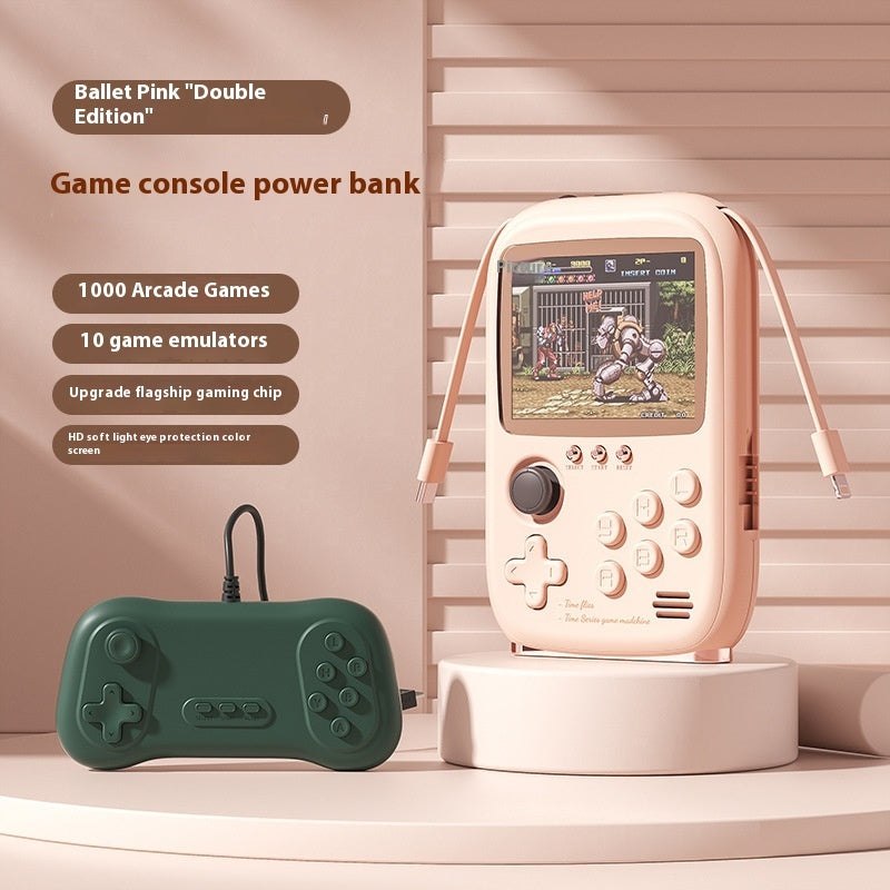 Handheld Game Console Power Bank Two-in-one Portable With Cable Kids dealsniper-net Pink Doubles