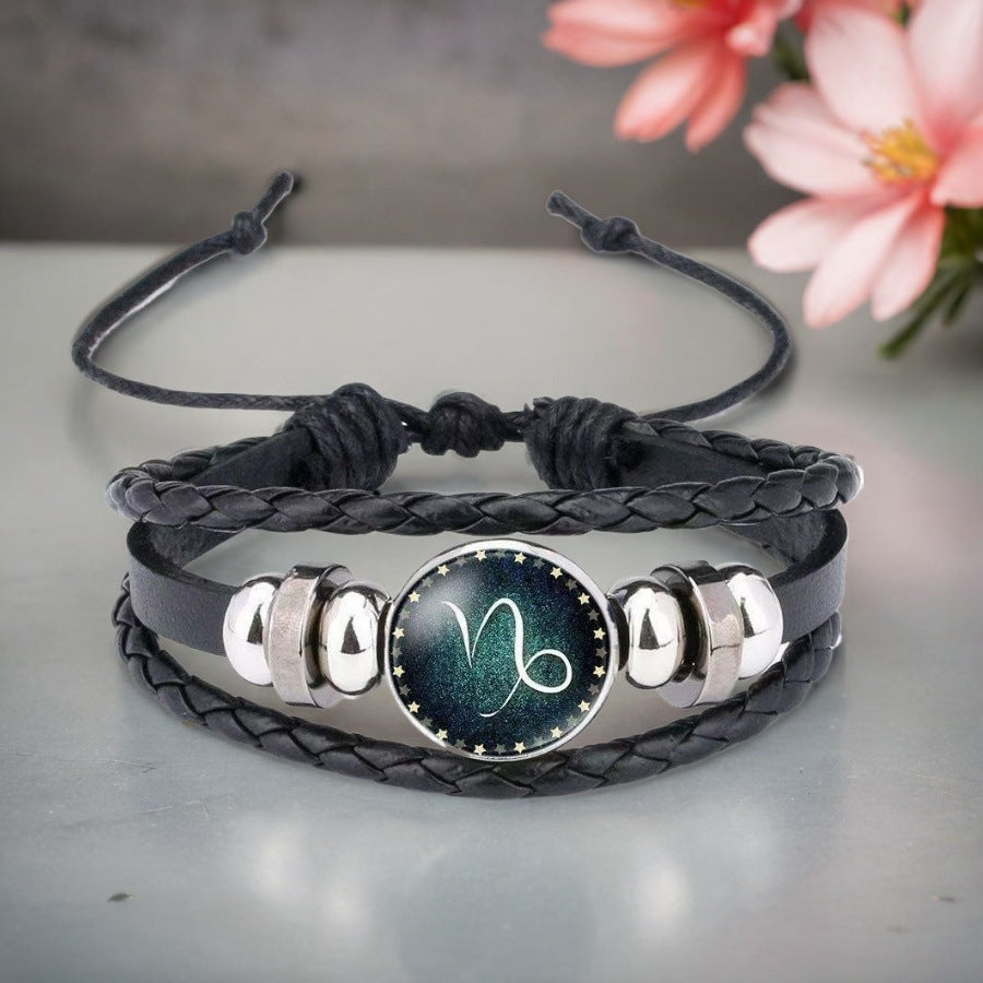 Twelve Constellation Luminous Holographic Bracelet Multi-layer Woven Jewelry Gym From House