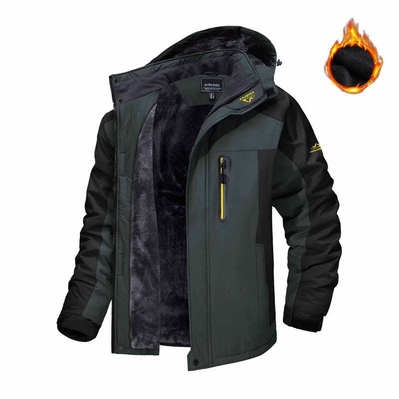 Winter Hooded Jacket Fashion Casual Warm Fleece Coat Men Gym From House