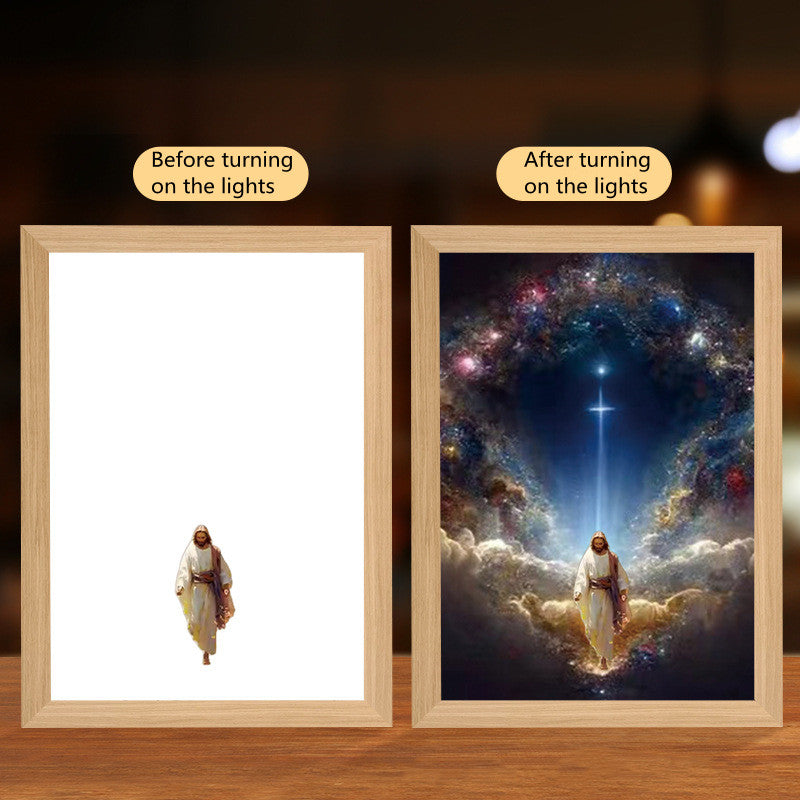 Jesus LED Light Painting Home Decoration Home Decor Gym From House Cross7 8inch Rechargeable