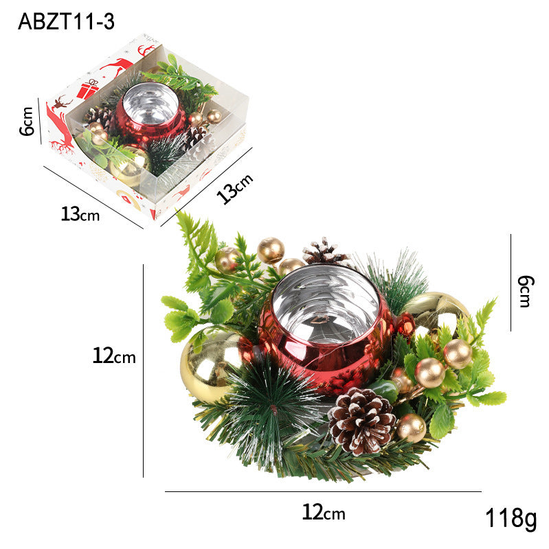 Christmas Candle Metals Candlestick Wreath Artificial Pinball