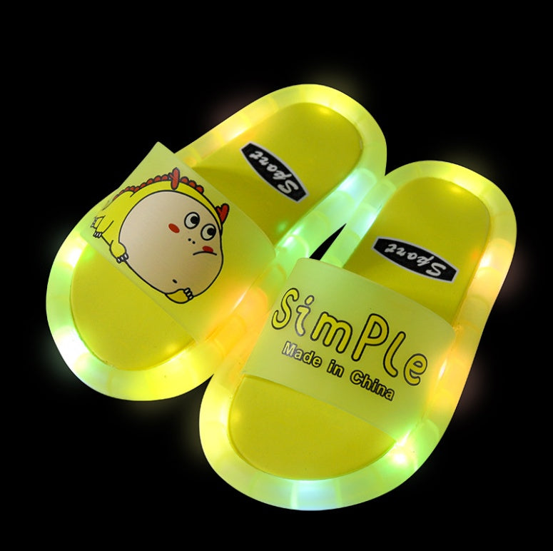 Children's Glowing Cartoon Dinosaur Slippers Kids Gym From House Yellow 24or25