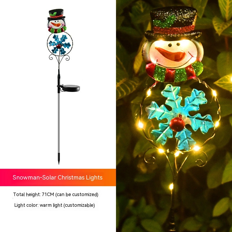 Solar Christmas Led Snowman Elk Ground Plug Light Holidays dealsniper-net Snowman